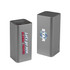 A grey power bank featuring multiple ports and a logo, designed for charging devices on the go.