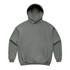 A grey hoodie featuring a front pocket and a hood, displaying a simple design with no visible logos.