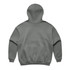 A grey hoodie with a plain back and a large hood. It features a waistband and cuffs in the same colour.