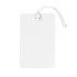 A clear, rectangular luggage tag with a loop attachment, featuring a blank surface for custom imprints.
