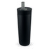 A drink bottle in matte black with a silver lid and a logo on the side.
