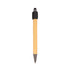 A bamboo stylus pen with a black tip and grip, featuring a sleek, natural wood finish.