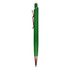 A green metal pen with a rose gold clip and tip. The pen features a sleek design and has a logo.