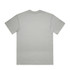 A light grey T-shirt with short sleeves and a simple design, featuring a logo on the back.