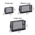 A set of three nylon mesh cosmetic bags in varying sizes: small, medium, and large, all in black.