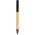 A bamboo pen with a black top and a silver tip, featuring a simple design and a logo.