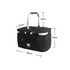 A black picnic cooler basket with a silver handle, featuring a zippered pocket and a branding logo.