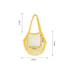 A yellow mesh foldaway cotton tote bag with a white pocket, featuring a netted design and adjustable straps.