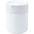 A ceramic tumbler in white with a silicone wrap, featuring a lid, suitable for beverages.