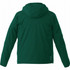 A lightweight men's jacket in a deep green colour, featuring a hood and a logo.