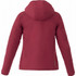 A lightweight women's jacket in a burgundy colour, featuring a hood and a logo.