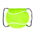 A ball-shaped drawstring backpack in bright green with white accents and black drawstrings, featuring a logo.