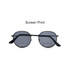 Classic metal sunglasses in black with grey lenses and a logo on the temple.
