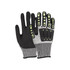 Heavy duty safety work gloves in black and grey, featuring reinforced thumb web and protective grips on the palm.