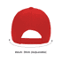 A red adjustable cap with a six-panel design and a snapback closure at the back. It features a logo.