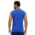 A blue crew neck singlet made from 100% polyester micro mesh, featuring a plain design and no visible branding.