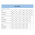A size chart displaying measurements for men's, women's, and kids' T-shirt sizes, including chest and total lengths.
