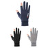 Sun protective gloves with two open fingers, available in navy, black, and grey. Features a logo on the design.