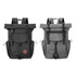A polyurethane roll-top backpack in black and grey with adjustable straps and multiple pockets. It features a logo.