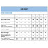 A size chart for polyester sublimated breathable soccer shorts, listing various measurements for multiple sizes.