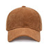 A corduroy baseball cap in a warm brown shade with a curved brim and subtle branding.