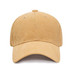 A corduroy baseball cap in a warm tan colour, featuring stitching details and a logo on the front.