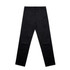 Black straight elastic pants displayed on a white background, featuring a simple design and a logo.