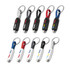 A collection of 60W 3-In-1 ABS charging cables in black, red, blue, silver, and white, each with a keyring attachment.