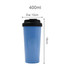 A drink bottle featuring a blue body and a black lid, with a capacity of 400ml. It has a logo on the side.