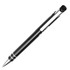 A black ballpoint pen with a sleek design and shiny silver accents, featuring a brand logo on the side.