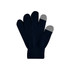 A pair of adult plain knitted gloves in navy blue with grey tips. The gloves feature a woven label.