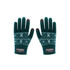 Green jacquard gloves with a snowflake pattern and touch-screen friendly fingertips. Features a branding logo.