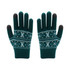 Adults Jacquard gloves in teal with a snowflake pattern and dark grey fingertips. Features a knitted design.