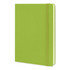 A large, bright green Moleskine Classic Hard Cover Notebook with an elastic band closure and a smooth finish.