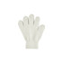 Plain knitted gloves in white, featuring a woven label and a ribbed cuff for a secure fit.