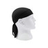 A black Cycling Bandana Hat displayed on a white mannequin head, featuring a mesh design and ties at the back.