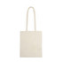 A beige, long-handled calico bag with a plain design and no visible logos.