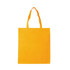 A yellow tote bag with two handle straps and a simple design. It features branding on one side.