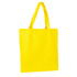 A yellow tote bag with two handles and a simple design, featuring a plain surface without any logos or text.