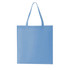 A blue non-woven tote bag with two handles and a plain design. It features a logo or branding.