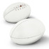 AFL Ball Mini in white, featuring stitch detailing, with two balls displayed. It has a logo on one.