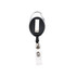 A black and silver premium retractable ID badge holder with a clear reel and a clip.