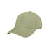 A premium washed cotton baseball cap in a muted green shade, featuring a rounded crown and a curved brim.