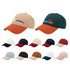 Solid colour fashion caps in various shades, including beige, green, orange, black, white, navy, and pink, with a logo.
