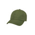 A lightweight cap in olive green with a curved brim and ventilation eyelets, featuring a logo.