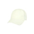 A white lightweight cap with a curved brim and a logo on the front.