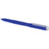 A blue recycled PET gel rollerball pen with a clear clip and a simple design. It features a logo on the barrel.