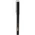 A black gel rollerball pen with a clip, featuring a logo on the barrel.