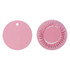 A drink bottle cover set featuring a round, pink cover with an elasticised edge and a matching flat pink disc.