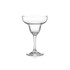 A clear glass margarita glass with a wide bowl and elegant stem. It features a simple, classic design.